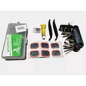 Defensor - Kit Parches Bicicleta Kit Reparación Neumáticos Bicicleta Color Negro
