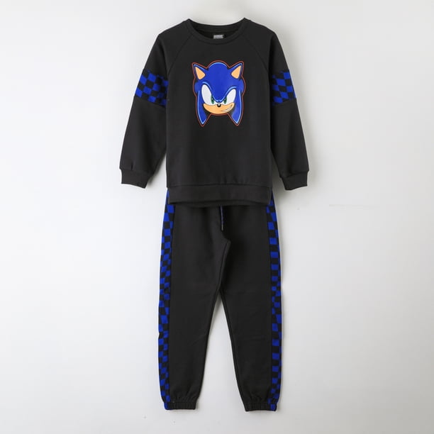 Conjunto Buzo Niño Sonic Ajedrez Negro