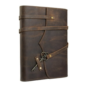 Diario, Agenda, Cuaderno Cuero Grueso Natural, Grande. Vintage. Llave. Franz Mossi