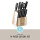 thumbnail image 2 of Juego de cuchillos para cubiertos Martha Stewart Greeley, 14 piezas con bloque, 2 of 7