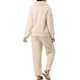 thumbnail image 3 of Conjunto de Pijama de Forro Polar Esponjoso para Mujer INSPIRE CHIC, Manga Larga, Botones, con Bolsillos y Cintura Elástica, S Beige, 3 of 6