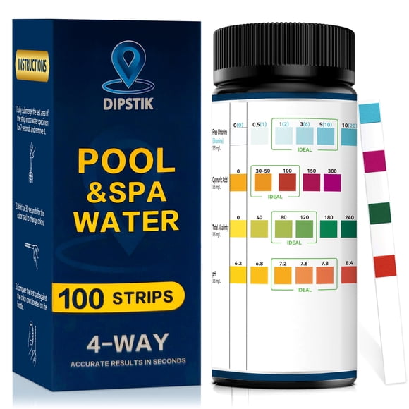 Tiras Reactivas DIPSTIK para Piscina 4 en 1, 100 unidades