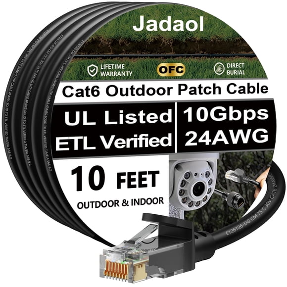 Cable Ethernet Cat 6 De 3 M Para Exterior interior 10 Gbps Negro