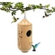 thumbnail image 1 of Casa de colibrí para colgar en el exterior, casa de pájaros de madera para colgar en el exterior, con cuerdas de cáñamo, nido de columpio de colibrí natural, casas de pinzón de colibrí, decoración de, 1 of 7