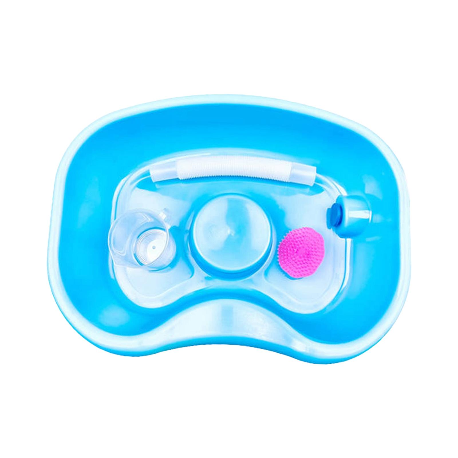 Ioensy - Lavabo De Champú Para Cabecera, Lavado De Cabello Portátil En La Cama Para El Hogar, Mesita De Noche, Sala De Estar, Azul Claro