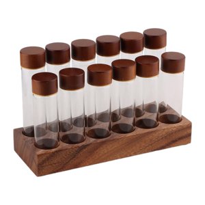 Magideal - Dispensador De Granos De Café, Tubo De Ensayo De Granos De Café, Latas De Café Herméticas, Recipientes De Vidrio Para Almacenar Granos De Café Para Co 12 Hoyos