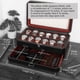 thumbnail image 2 of Caja para relojes ROTHWELL de piel con 12 ranuras y cajón para aparcacoches, color negro y rojo, 2 of 9