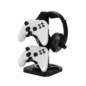 Genérico - Soporte Universal Para Mandos De Juegos Con Soporte Para Auriculares, Iluminación Rgb Y Puertos Usb Hub, Soporte Giratorio Compatible Con Ps5/Xbox/Switch - 4 Mandos Y Organizador De Auriculares-Negro