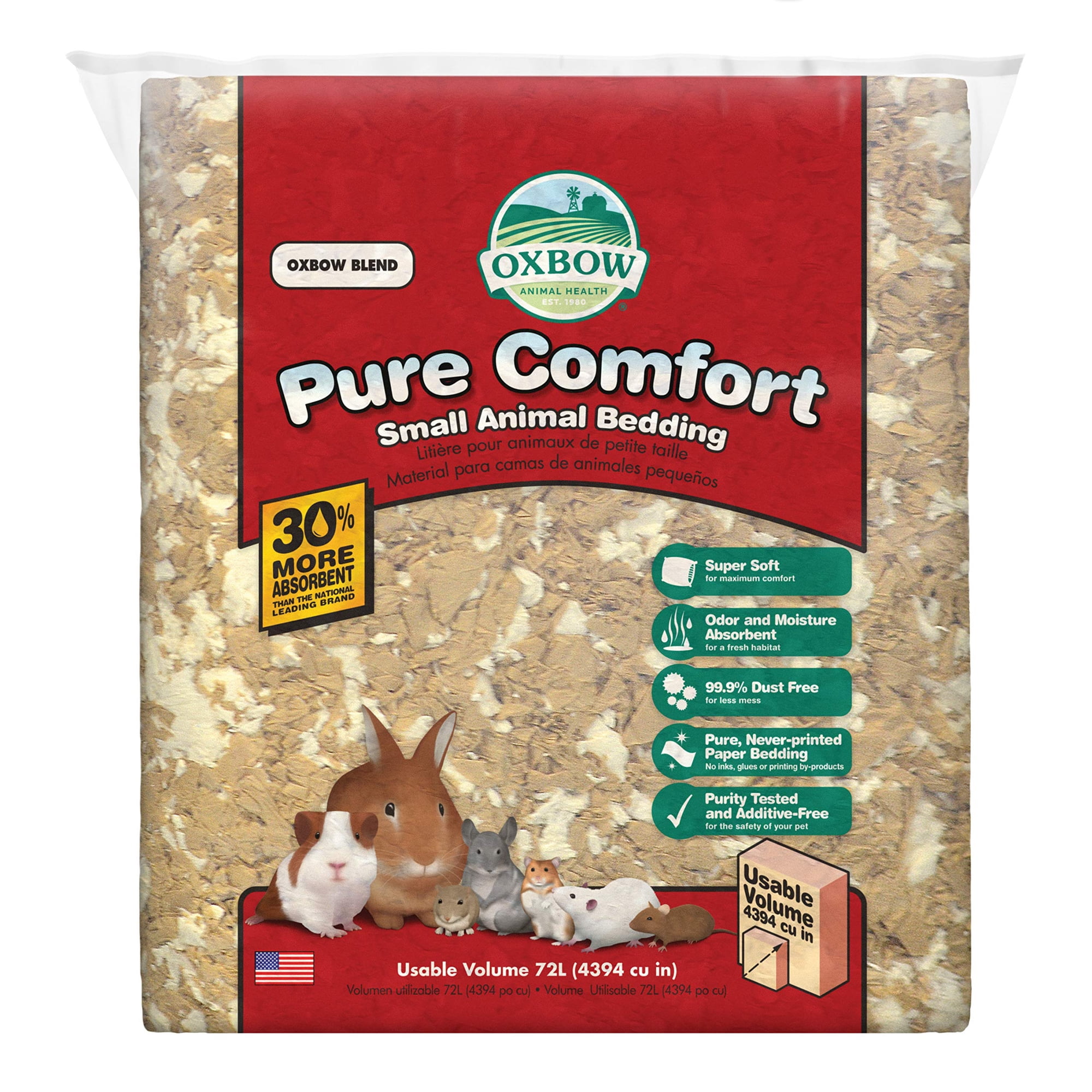 Bolsa De Papel Mezclado Oxbow Pure Comfort Para Ropa De Cama Para Animales Pequeños, 72 Litros