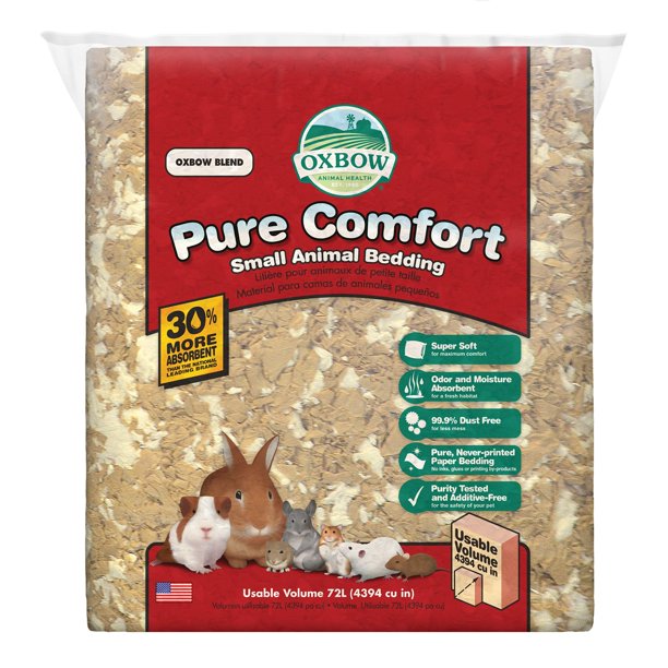 Bolsa de papel mezclado Oxbow Pure Comfort para ropa de cama para animales pequeños, 72 litros