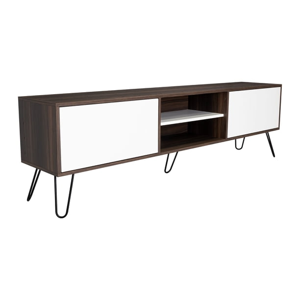 Rack TV Con Capacidad Hasta 70" 52,5 x 180 x 35 Cm Cafe Oscuro Y Blanco