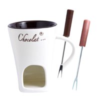 Magideal - Taza Para Fondue, Taza Para Derretir Chocolate, Utensilios De Cocina, Queso, Dulces, Caramelos, Olla Caliente, Taza Para Fondue Para Compromisos, Tapa Blanco
