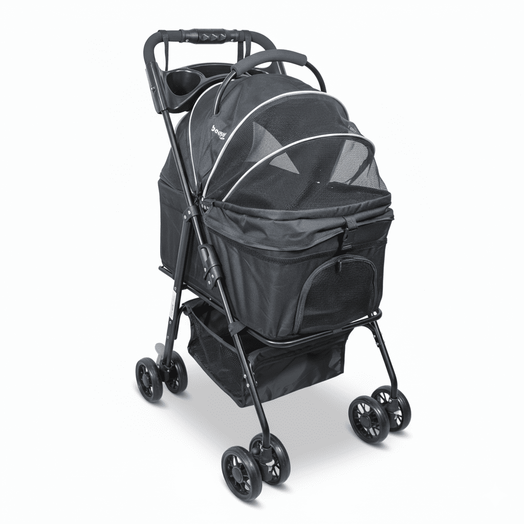 Beepet - Coche Para Mascotas Transportable 2 En 1 Flexipet Gold Gris