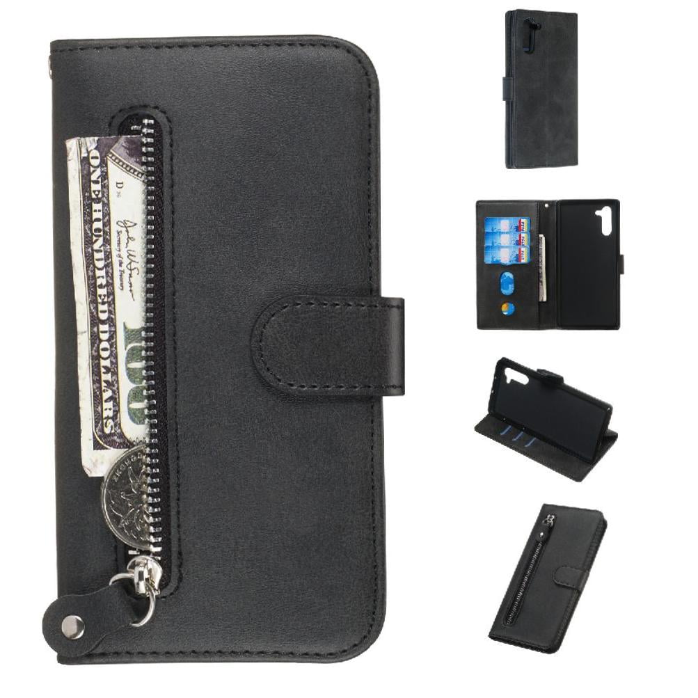 Gangxun - Funda Con Cremallera Para Samsung Galaxy Note 10 Plus, Carcasa Cartera De Cuero Pu Con Soporte Y Tarjetero