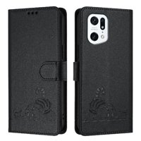 Funda Tipo Cartera Foxdock Para Oppo Find X5 Pro Con Soporte, Ranuras, Rfid, Diseño De Gato