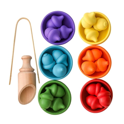 Bothyi - Bolas En Tazas Montessori Juguete Clasificador De Madera Juego Para Niños Bebés Niños Niñas