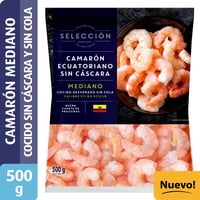 Camarón Ecuatoriano Mediano Cocido Sin Cola 500 G Selección