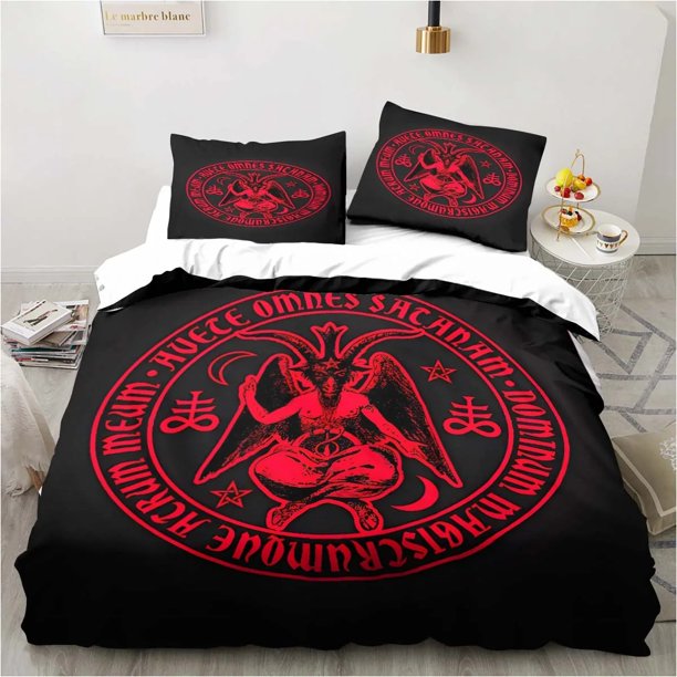 Satanic Bedding Demon Bedding Hell Death Set 3 Piece Comforter Set Bed Duvet Cover Cover Home Textile Bed Sheets