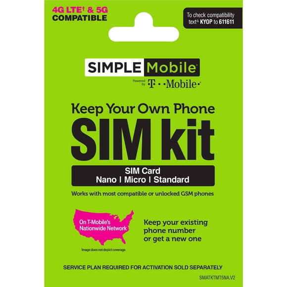 Kit de tarjetas SIM prepagas Simple Mobile 4G LTE Network