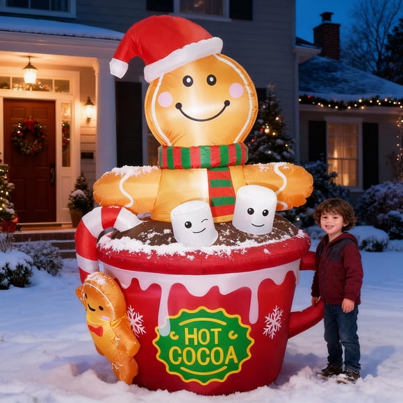 Inflable ZPISF Hombre de Jengibre de 1,8 m para Navidad