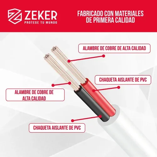 Cable Camara Seguridad Zeker Dual Extensor Dc Poder + Ethernet 5