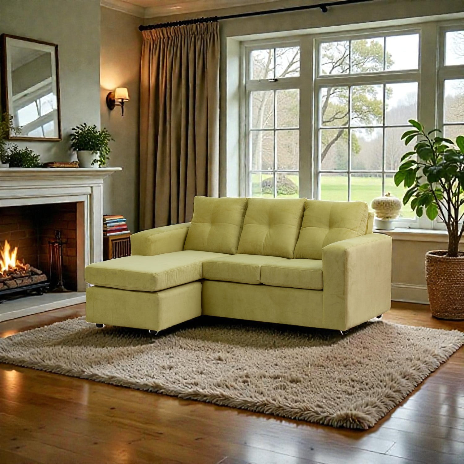 Muebles Altiro - Seccional Emanuel - Tela Felpa Verde Pistacho