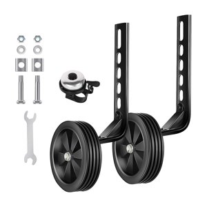 Magideal - Ruedas De Entrenamiento Para Bicicleta Para Niños, Estabilizadores Ajustables De 12, 14, 16, 18 Y 20 Pulgadas, Accesorios Portátiles, Ruedas Traseras Negro