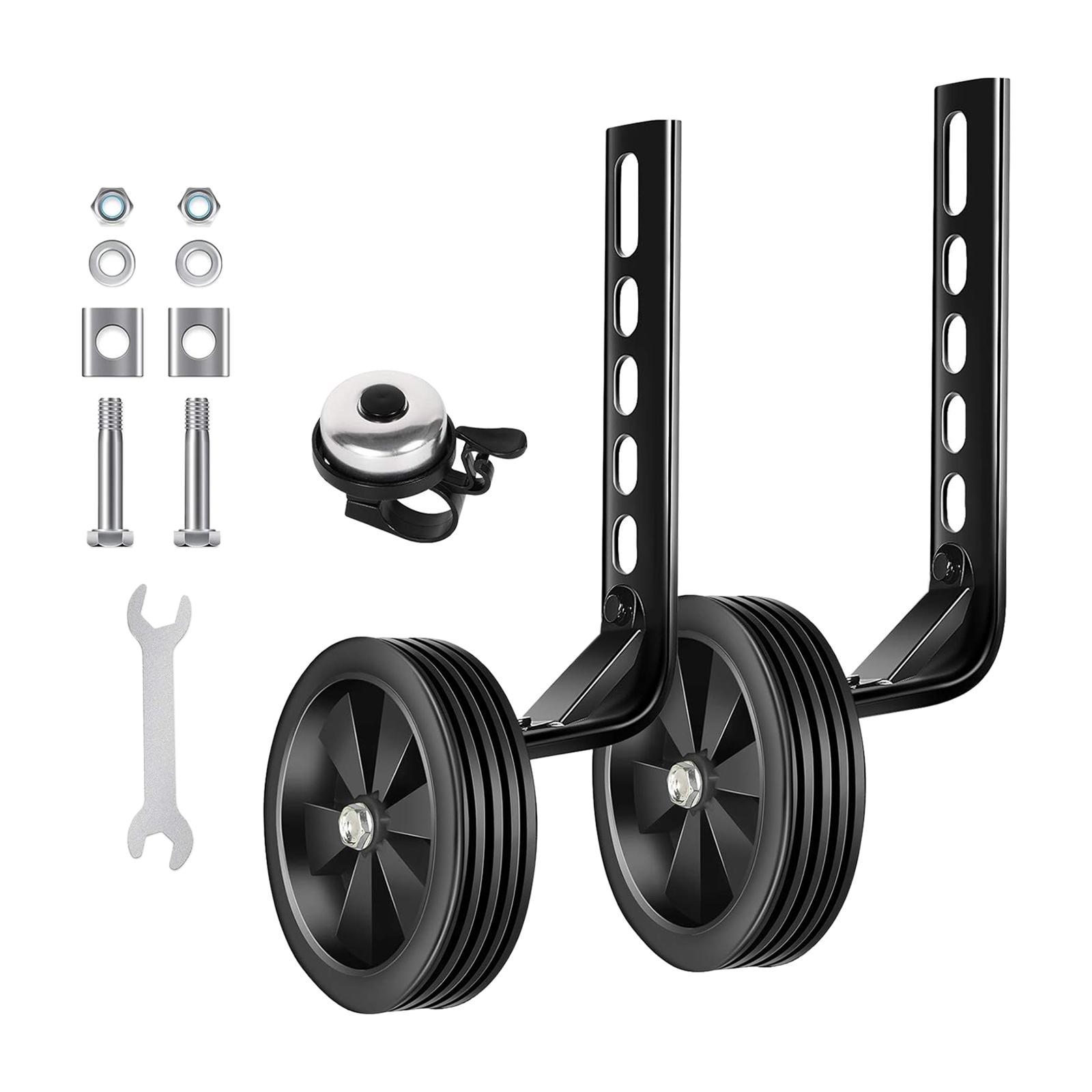 Magideal - Ruedas De Entrenamiento Para Bicicleta Para Niños, Estabilizadores Ajustables De 12, 14, 16, 18 Y 20 Pulgadas, Accesorios Portátiles, Ruedas Traseras Negro