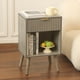 thumbnail image 1 of Mesita de noche Fultyle Mid Century Modern con cajón gris, 1 of 7