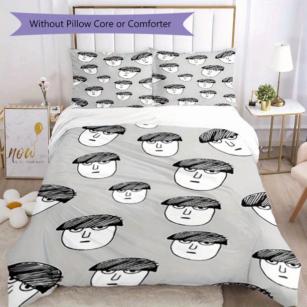 3pcs Bedding Set Duvet Cover Closure Includes 1 Duvet Cover & 2 Pillowcases for All Seasons Bedroom Decor, Home Dorm High-Definition Print Mob F199