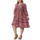thumbnail image 2 of Vestido de Verano de Talla Grande para Mujeres de Agnes Orinda para la Escuela Universidad Casual Boho Floral Cuello en V Manga 3/4 Midi Corto de Playa 1X Amarillo Rosa, 2 of 6