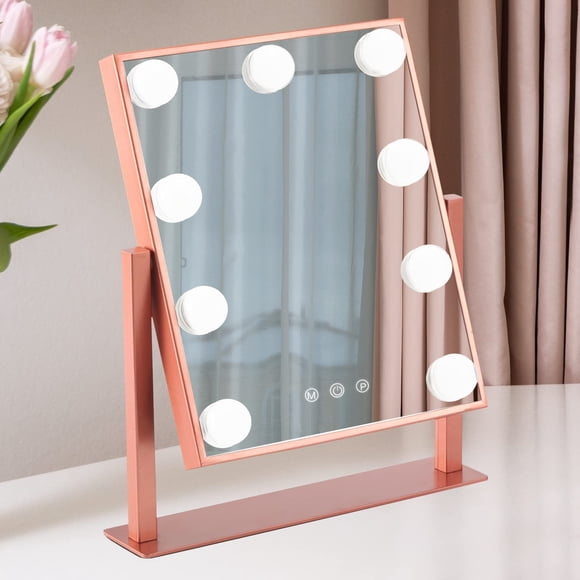 Espejo de maquillaje BWLLNI Hollywood, tocador iluminado, 9 bombillas LED