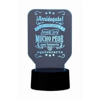 Lampara Ilusion 3D Frase: ¡Arriesgate!... De 7 Colores, Base Touch