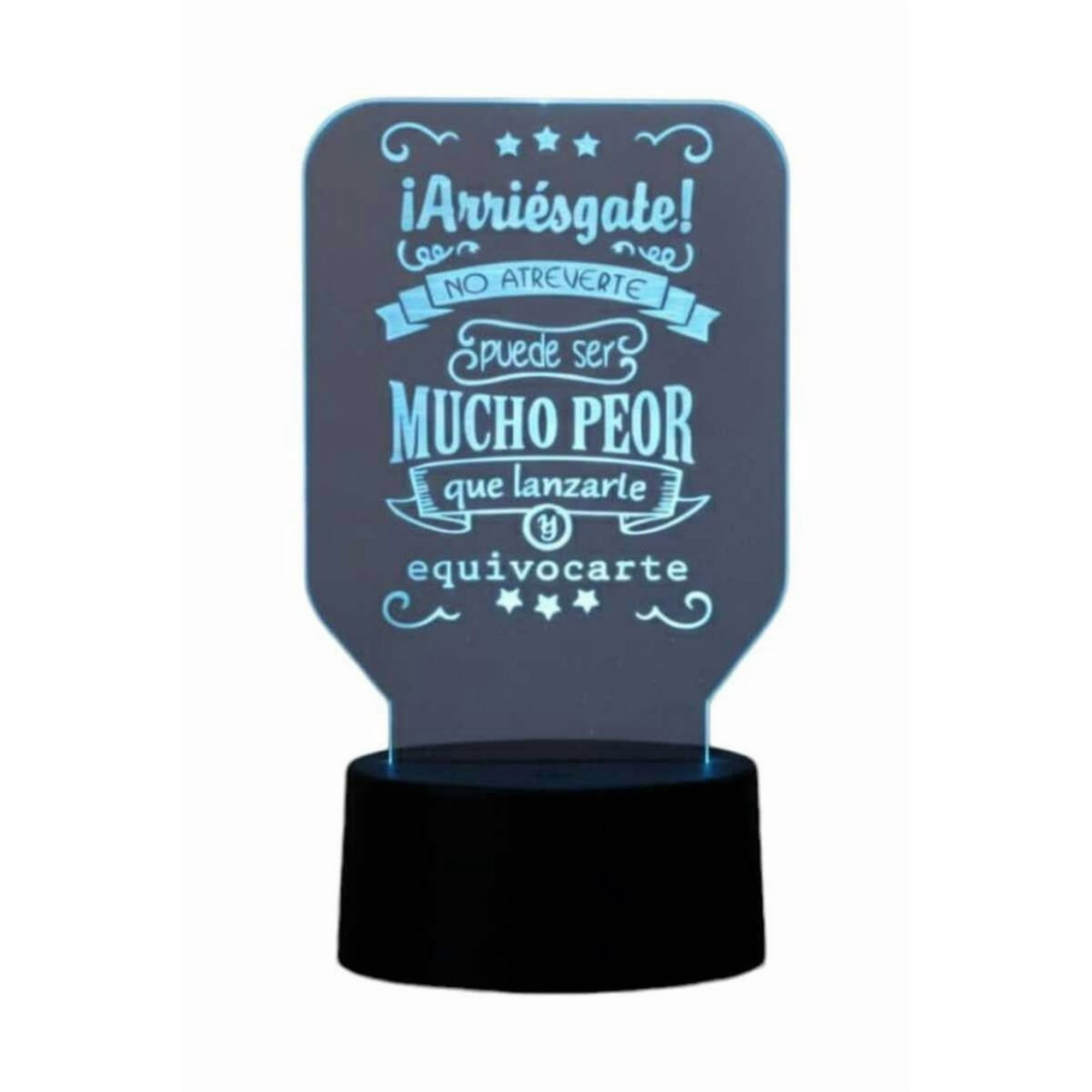 Lampara Ilusion 3d Frase: ¡arriesgate!... De 7 Colores, Base Touch