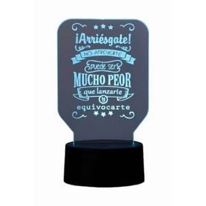 Lampara Ilusion 3D Frase: ¡Arriesgate!... De 7 Colores, Base Touch