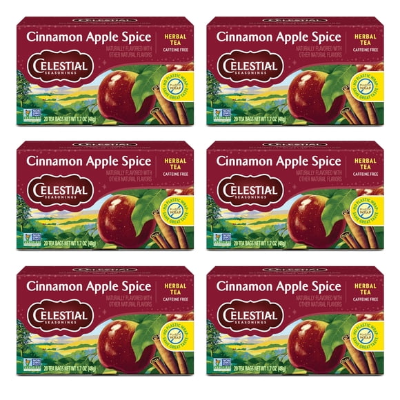 Té de hierbas Celestial Seasonings, canela, manzana y especias, 20 bolsas