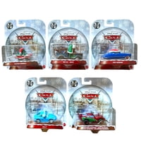 Pack De 5 Autos Mattel De Fundición Disney Pixar Cars Temática Navideña Escala 1:55