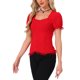 thumbnail image 4 of INSPIRE CHIC Camisa Victoriana para Mujeres Regreso a Clases Cuello de Corazón Manga Abullonada Halloween Blusa Gótica con Cordones S Roja, 4 of 6
