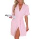 thumbnail image 1 of INSPIRE CHIC Bata de baño de punto waffle para mujer, ligera, de manga corta, con cinturón en la cintura, con bolsillos para verano y spa, talla S, rosa, 1 of 6