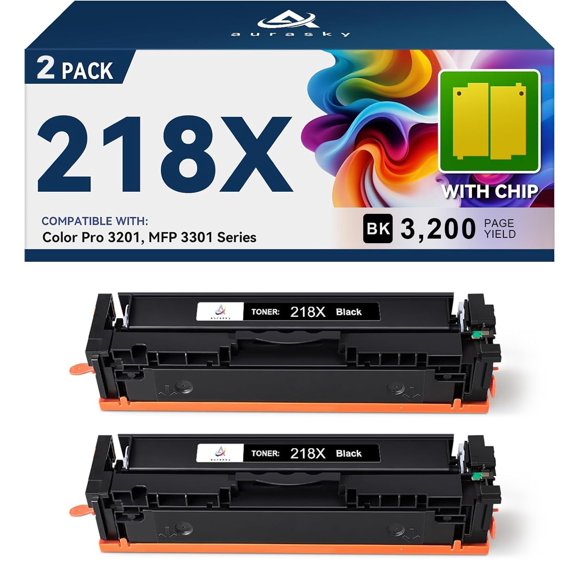 Cartucho de tóner AURASKY 218X negro 2 unidades con chip