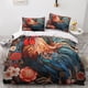 thumbnail image 2 of Juego de ropa de cama con estampado de gallo, funda nórdica de microfibra suave con estampado animal y diseño de impresión 3D para niños, adolescentes y adultos, juego de 3 piezas con cremal, 2 of 3
