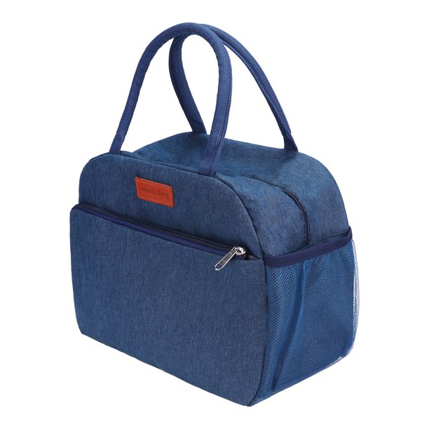 Bolsa Aislante, Bolsa de Almuerzo para Mujeres y Hombres, Bolsa de Almuerzo Linda de Gran Capacidad, Bolsa Enfriadora para Trabajo, Oficina Azul Marino 10.6*6.3*9.1in