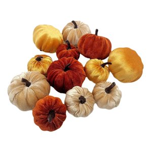 Bothyi - 12 Calabazas De Terciopelo Calabazas Artificiales Para Decoración De Festivales De Otoño Naranja