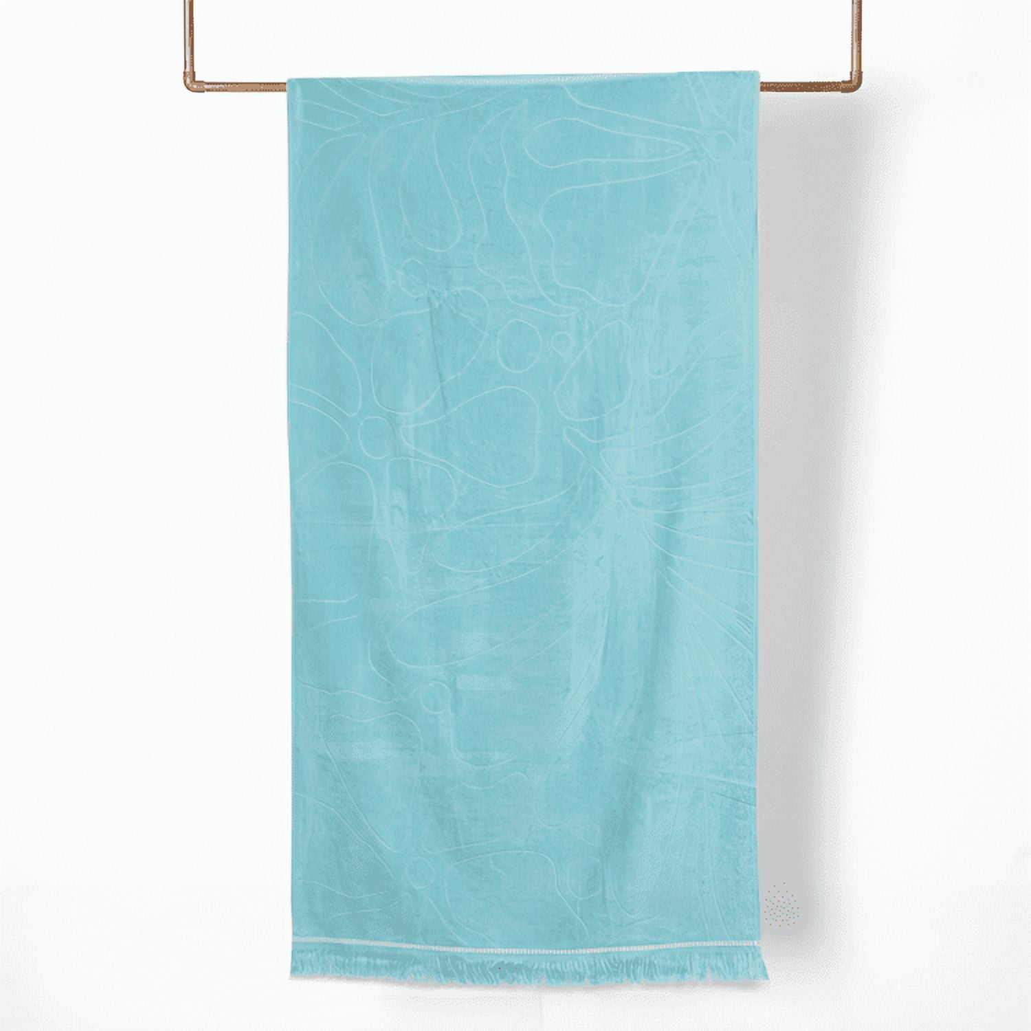 Toalla De Playa 3d 80×160 Cm. Algodón Jacquard / Flores Turquesa – Mashini