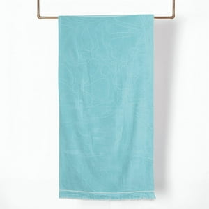 Toalla De Playa 3D 80×160 Cm. Algodón Jacquard / Flores Turquesa – Mashini