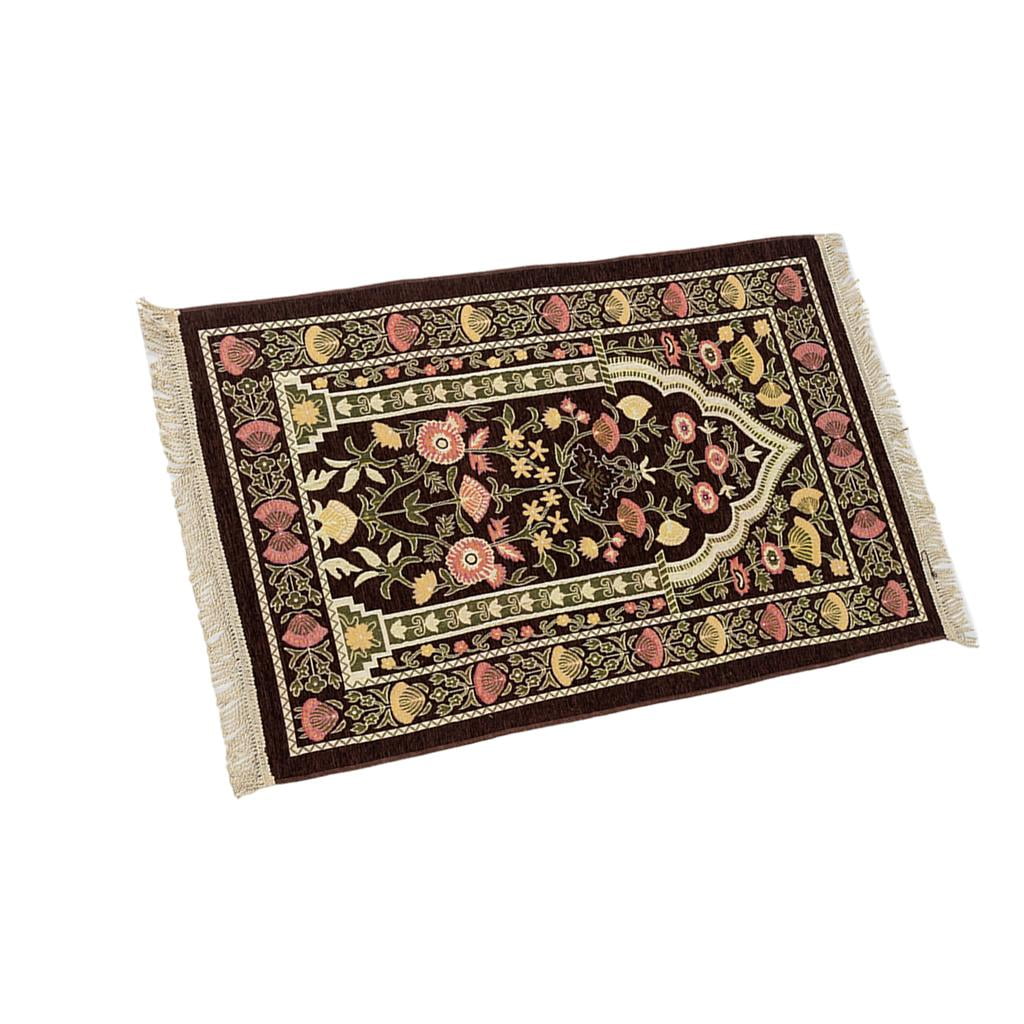 Magideal - Alfombra De Oración Islámica Peregrinación Cuadrado Poliéster Nacional Dorado Folk-custom Alfombra De Impresión Musulmana Portátil Para Marrón