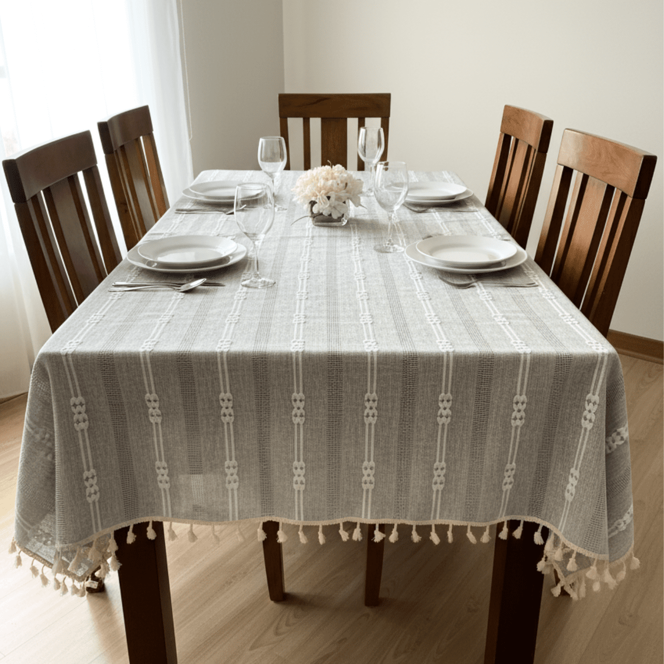 Genérica - Mantel Rectangular Mantel De La Mesa Borla Algodón 140x220cm