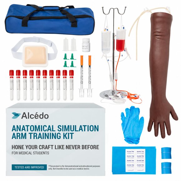 Kit de Flebotomía Alcedo con Brazo de Piel Oscura – Uso Exclusivo Educativo