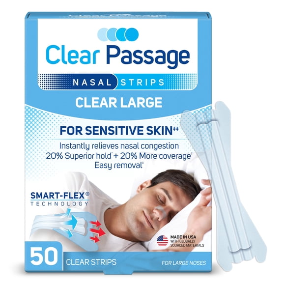 Tiras nasales transparentes, grandes, 50 unidades, para dormir y roncar