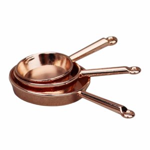 Magideal - 3X Juego De Utensilios De Cocina Para Casa De Muñecas Decoración De Casa De Muñecas Juego De Simulación Suministros Para Fiestas Cocinar Sartenes De M Metálico